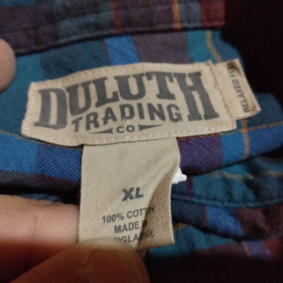 Duluth Trading Co shirt mens XL xlarge plaid long sleeve button relaxed fit - Picture 4 of 7
